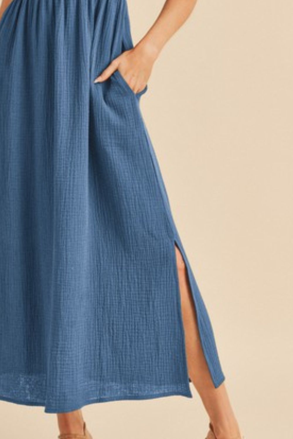 Side Slit Round Neck Sleeveless Tank Dress