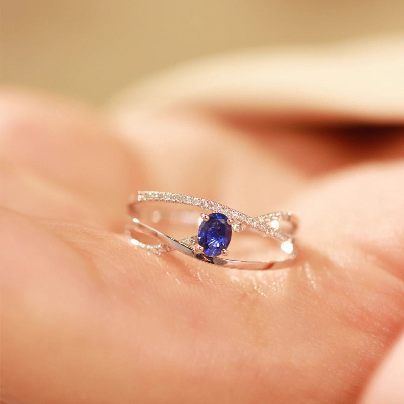 Womens High-Carbon Crystal Egg-Shaped Ring
