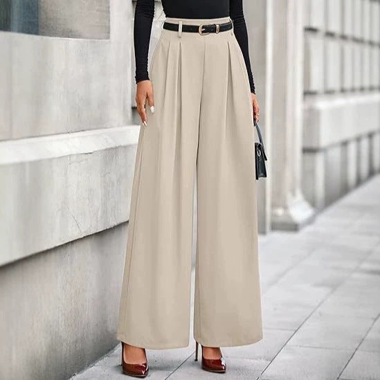 Women's Pleated Cropped Pants – Slimming Drape Adjustable Waist