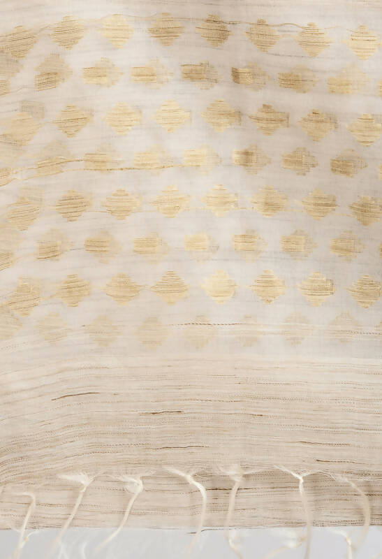 Banarsi Cotton Woven Design Beige Dupatta for Women