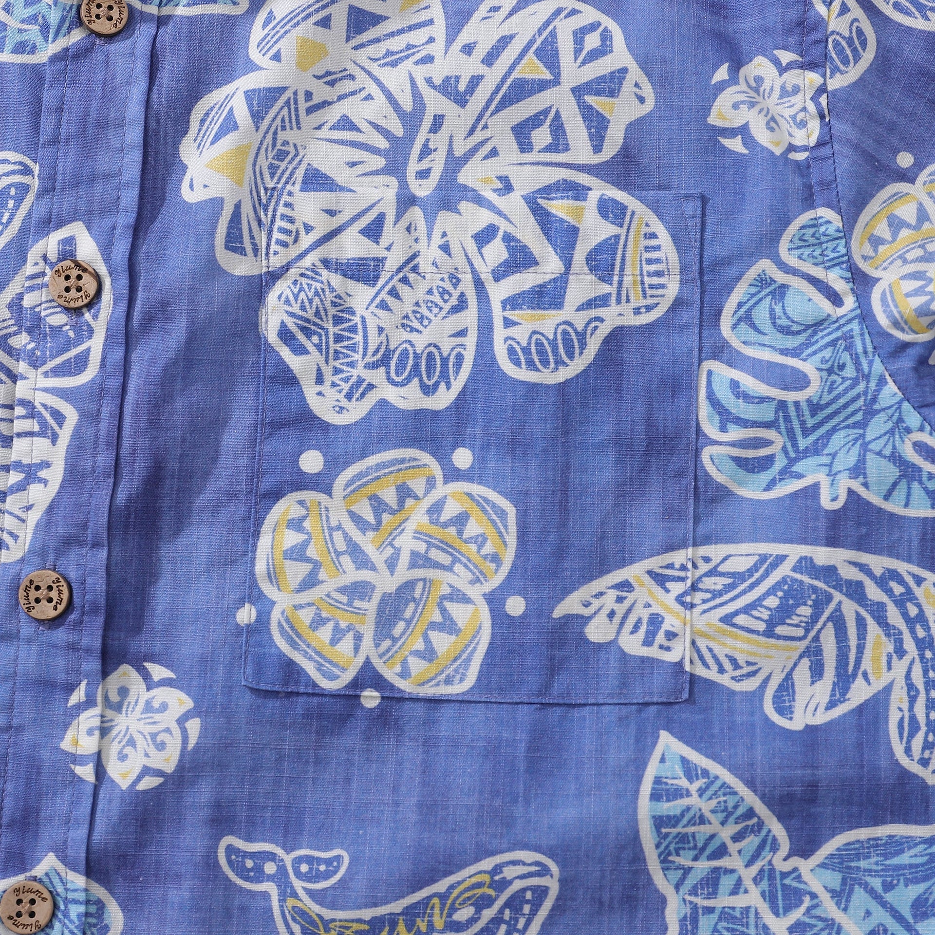 Men's Hawaiian Shirt Native Plant Pattern Cotton Button-Down