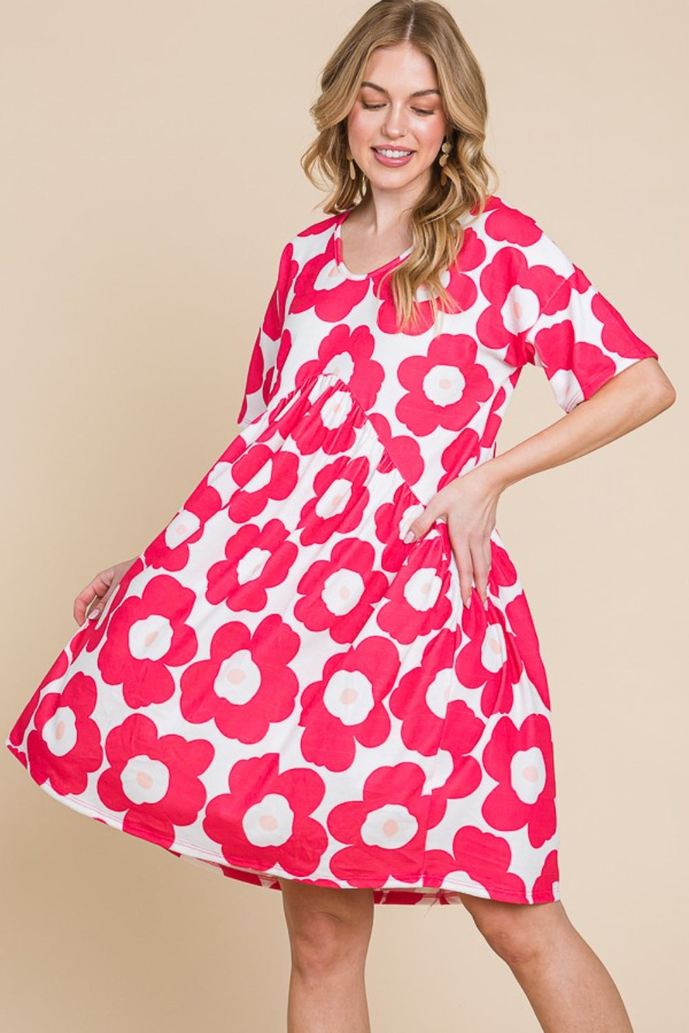 Trendy Floral Ruched Mini Dress Comfortable Summer Style