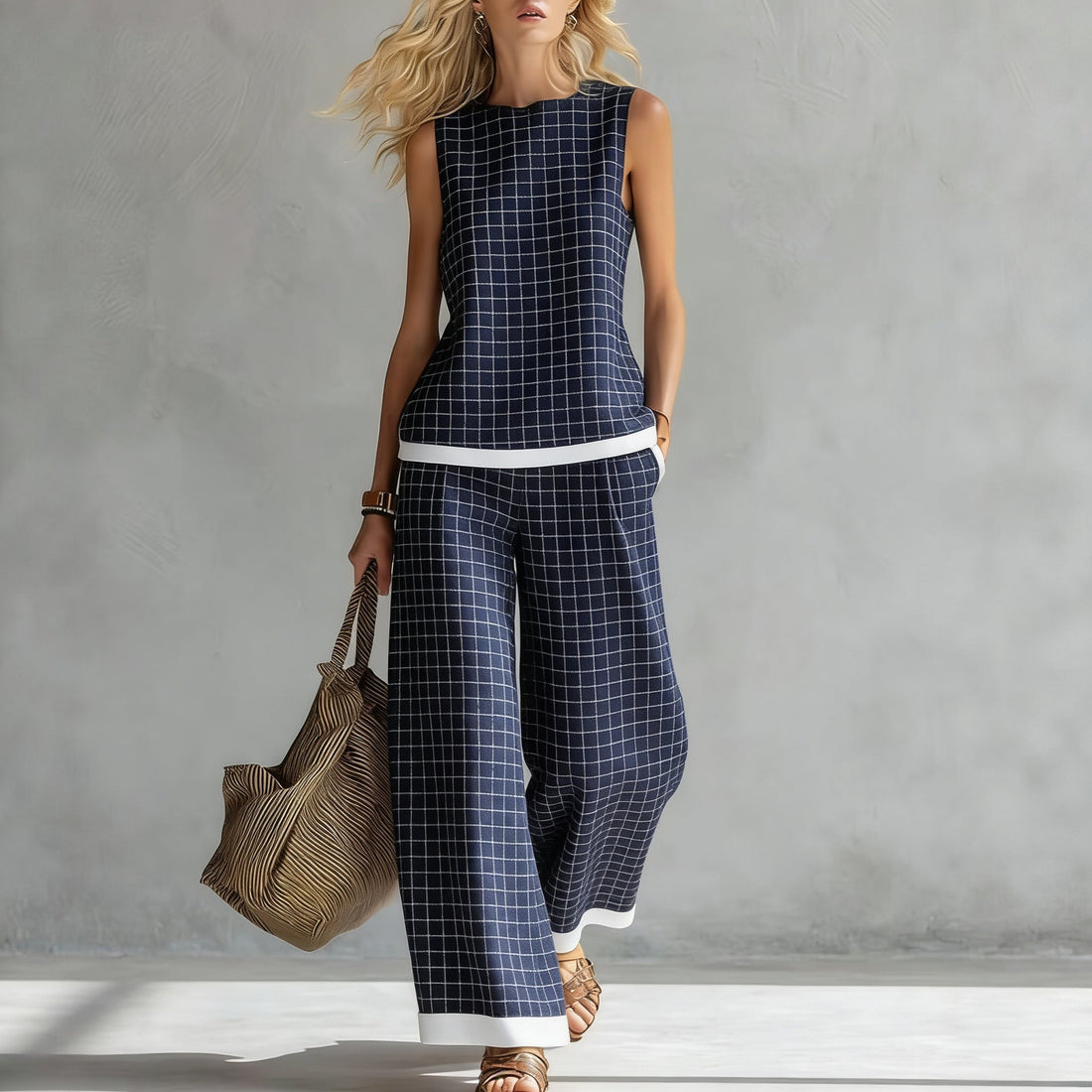 Women's Sleeveless Printed Tank Top and Wide-Leg Pants Set - Image 11