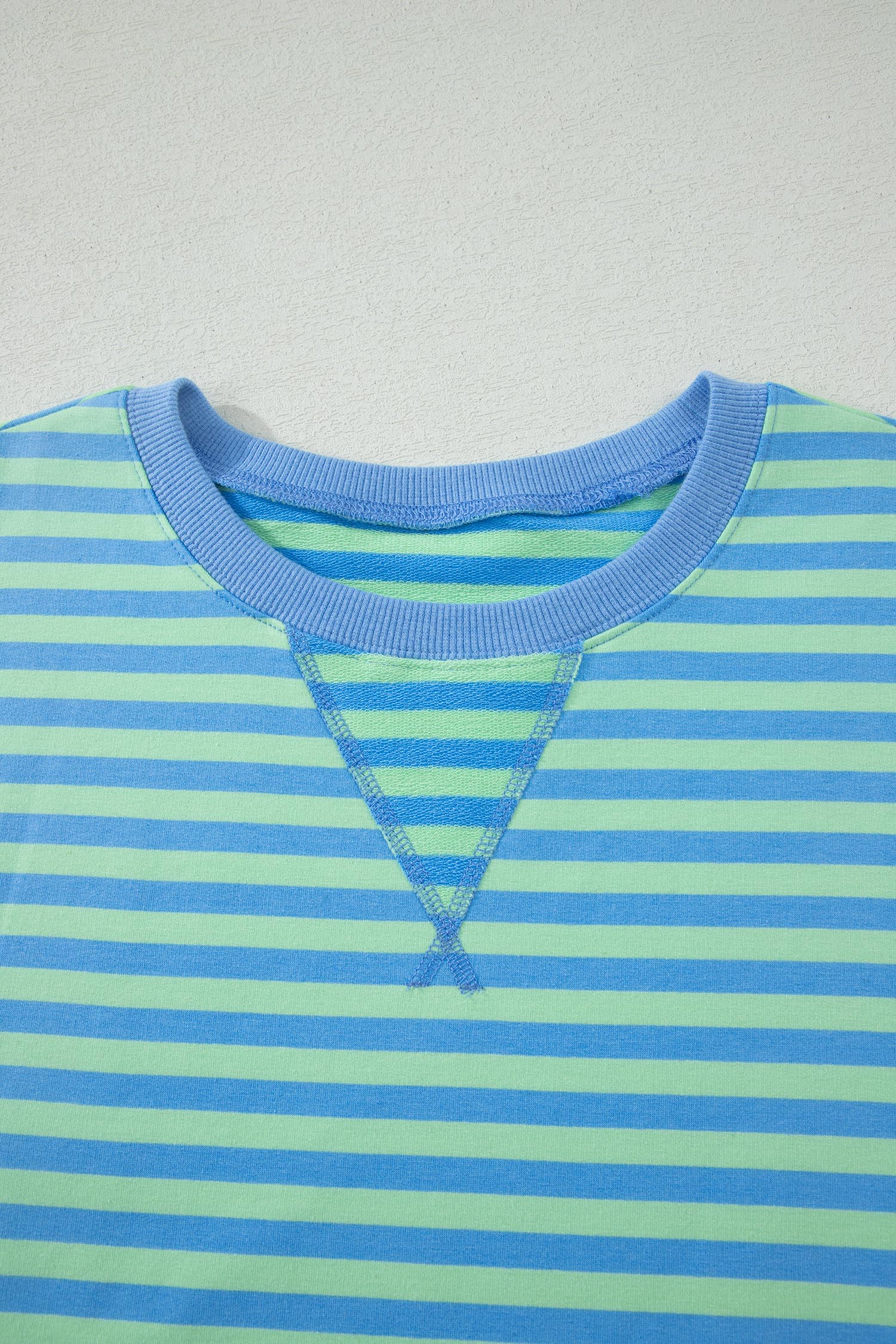 Women's Striped Cotton Short Sleeve Top & Elastic Waist Shorts Set