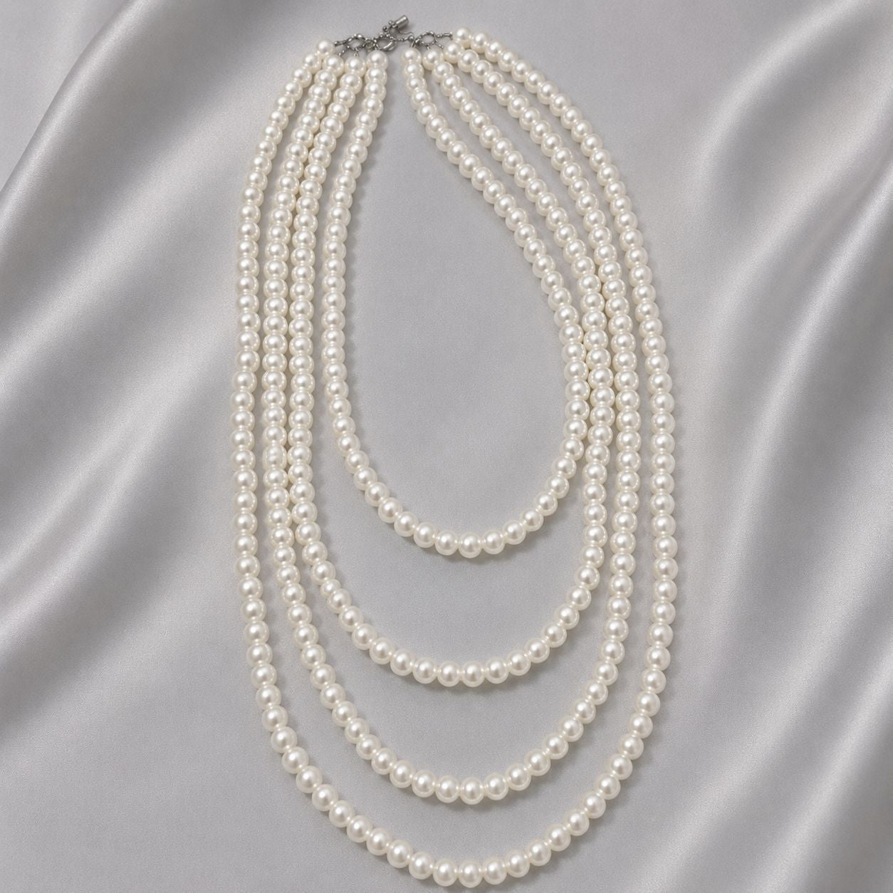 Three Or Four Multi-layer Glass Pearl Necklace Elegant Fashion Sweater Chain Dress Cheongsam Neck Chain Opera Clothing Accessories