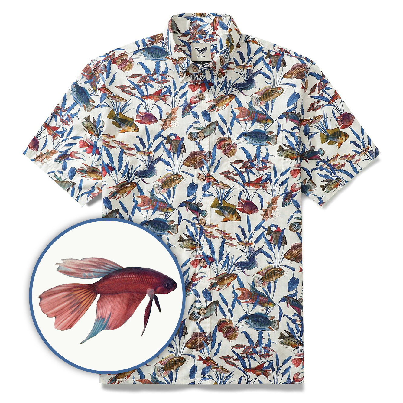 Men's Fish Shirt Button Down Tropical Hawaiian Shirts For Men Short Sleeve Aloha Shirt Nature Collector By Amy