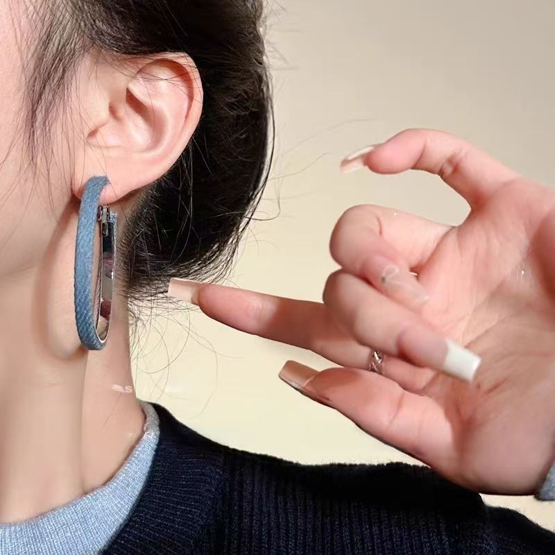 2026 Denim Hoop Earrings European Style Bold Stage Jewelry