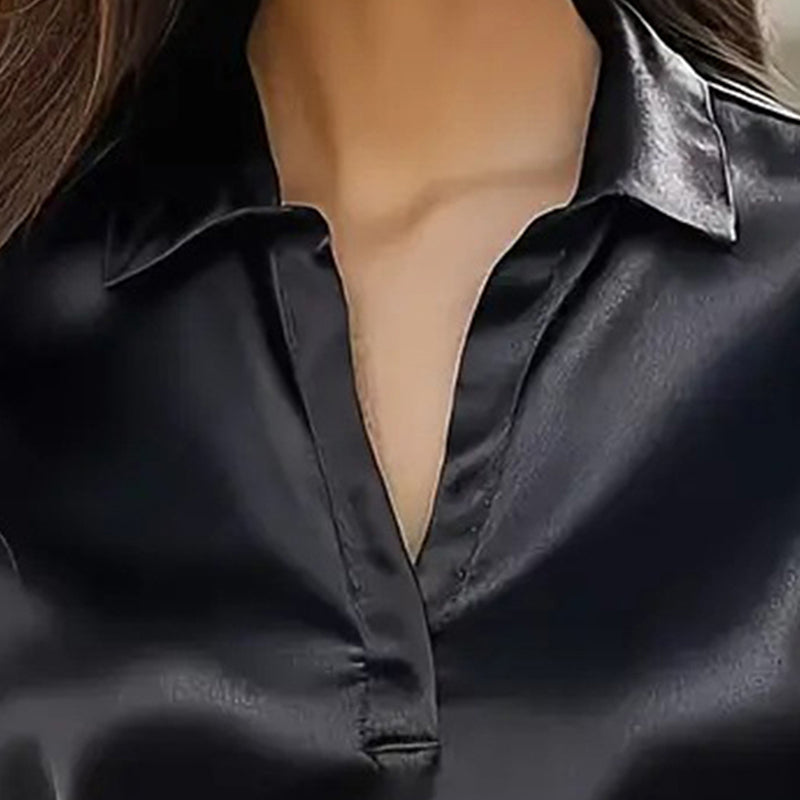 Women's V-Neck Business Casual Long Sleeve Blouse Relaxed Fit - Image 5