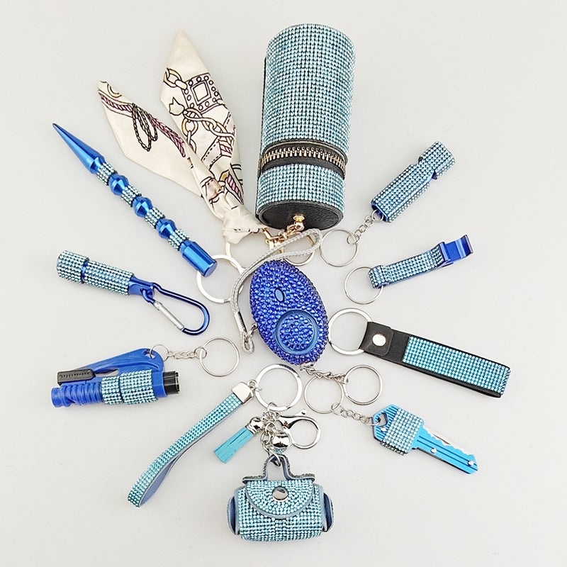 Creative 10-Piece Keychain Set - Colorful Glass Bag Charms