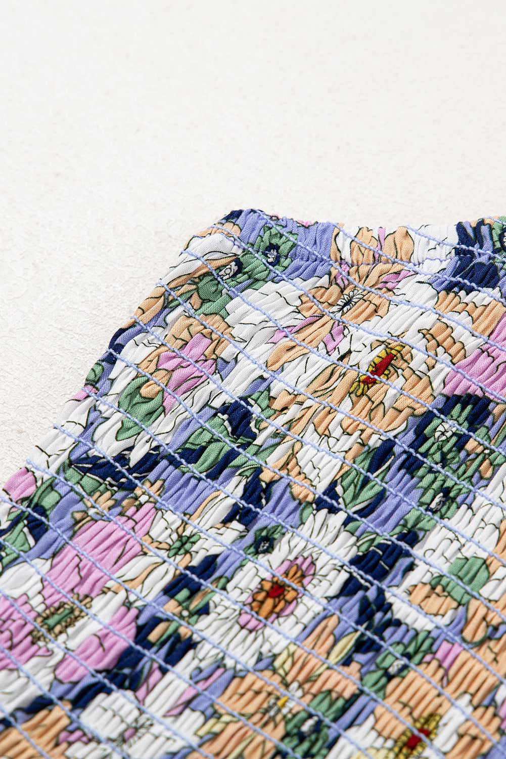 Green Floral Square Neckline High Waist Stretch Jumpsuit