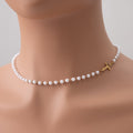 Pearl Cross Titanium Steel Necklace For Women