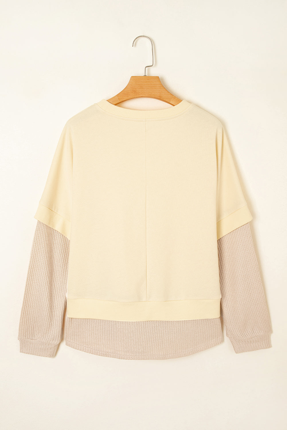 Yellow and Beige Faux Layered Patchwork Crewneck Sweatshirt