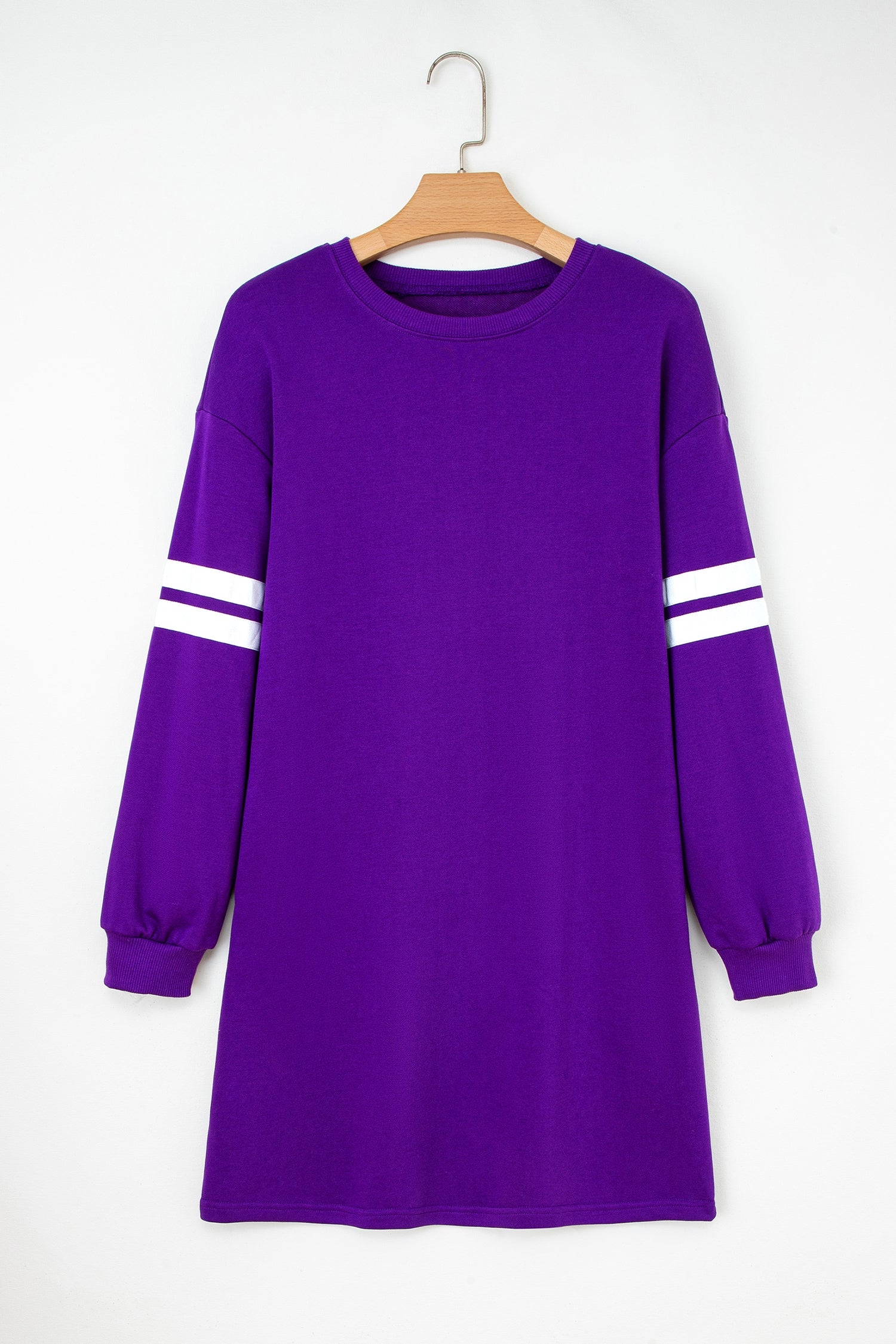 Fiery Red Varsity Contrast Banded Sleeve Shift Sweatshirt Dress