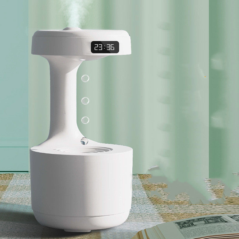 Anti-Gravity Water Drop Humidifier with LED Clock & Aroma Diffuser