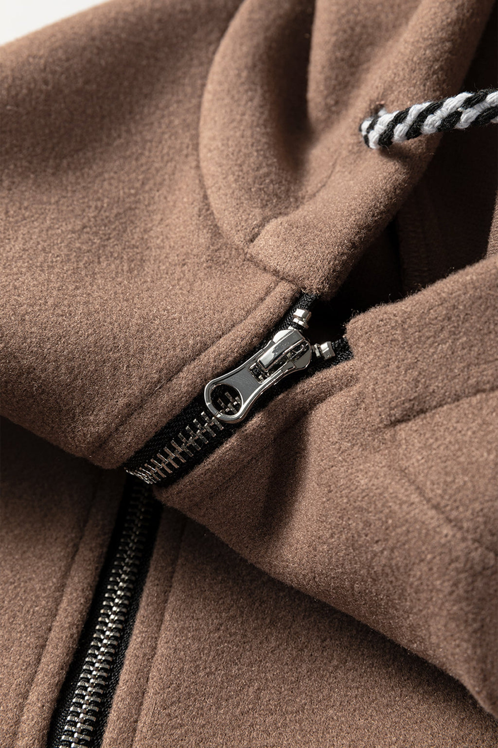 112 Four Leaf Clover Contrast Cuffed Drop Shoulder Zip Hoodie