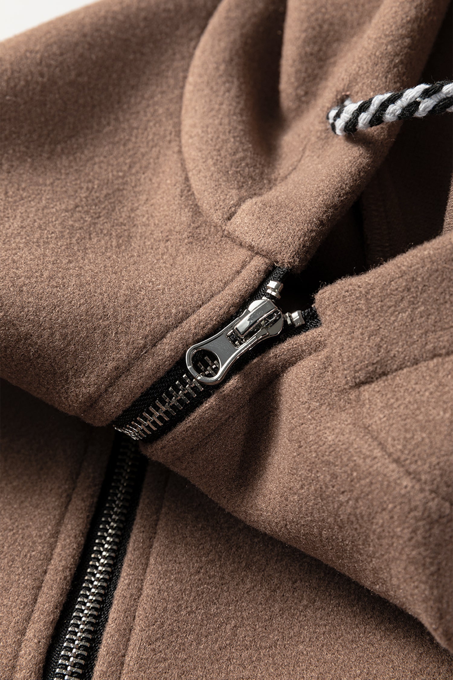 112 Four Leaf Clover Contrast Cuffed Drop Shoulder Zip Hoodie