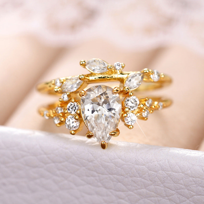 Branch-and-Leaf Fashion Zircon Personalized Ring