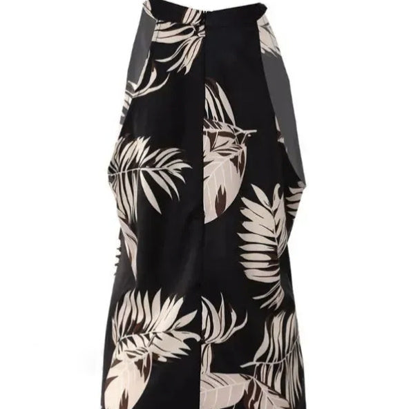 Women Tropical Print Halter Neck Sleeveless Summer Vest Top - Image 3