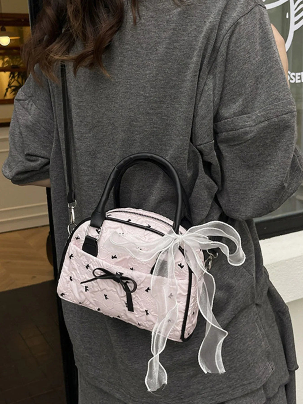 Ruched Bow Crossbody Bag