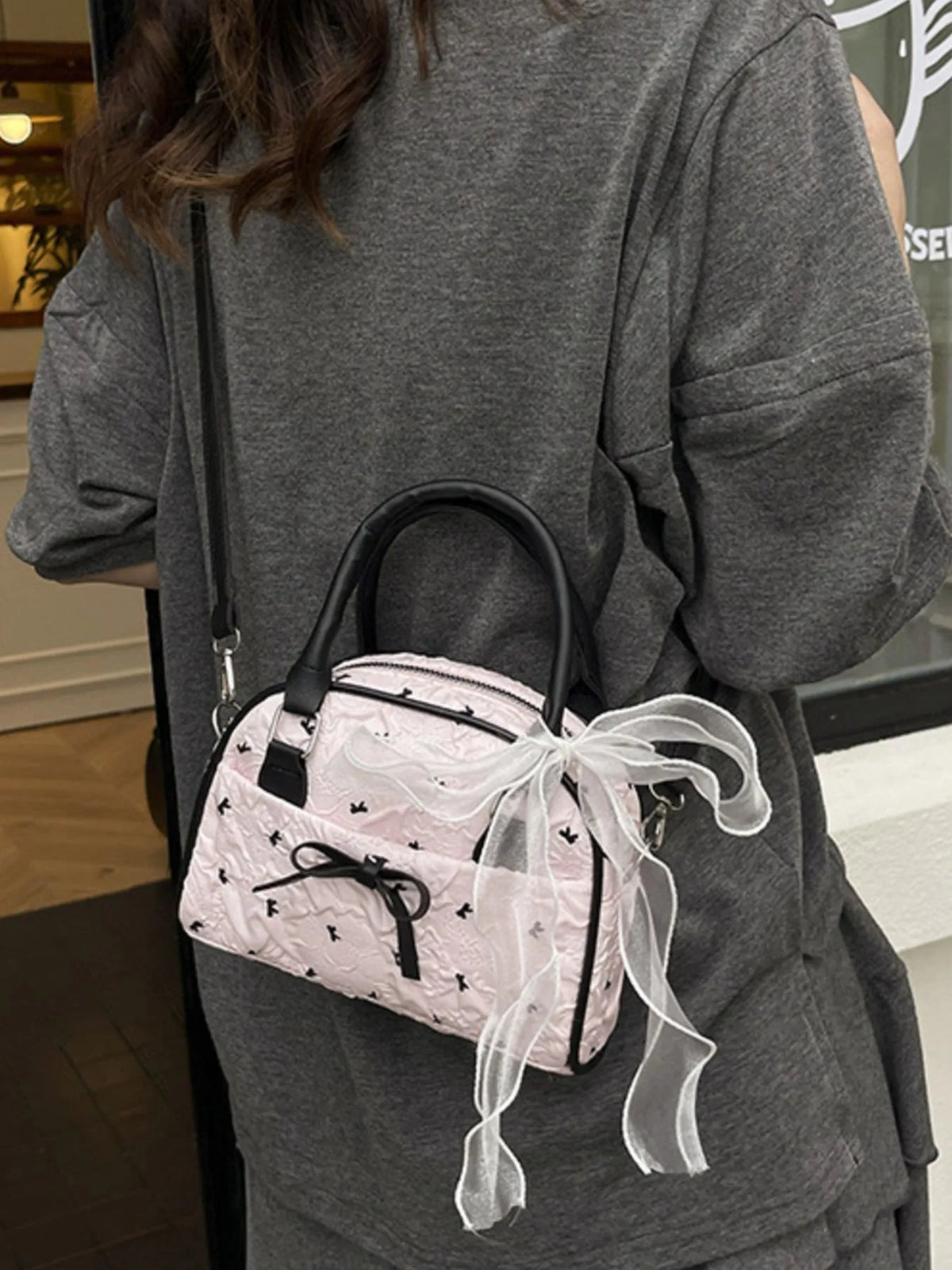 Ruched Bow Crossbody Bag