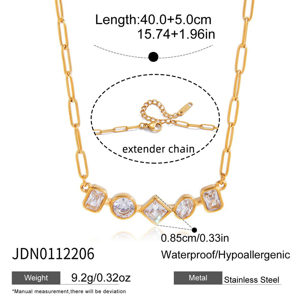 Zircon Pendant Necklace and Chain Tassel Earring Jewelry Set
