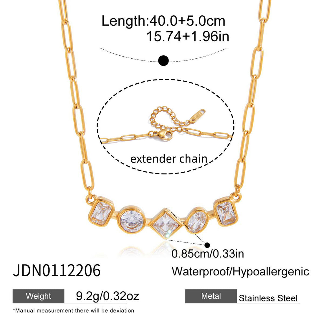 Zircon Pendant Necklace and Chain Tassel Earring Jewelry Set