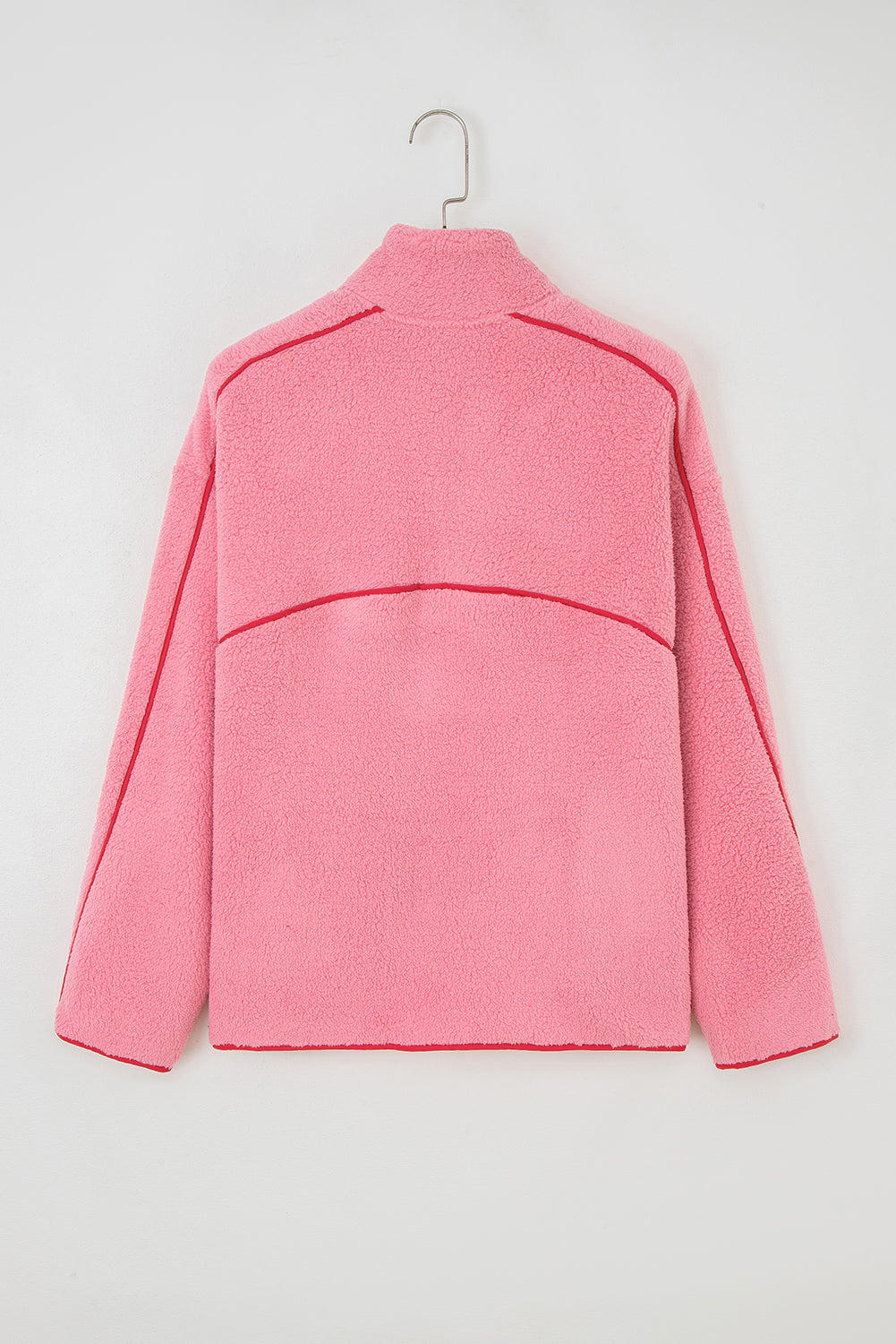 Strawberry Pink Long Sleeve Kangaroo Pocket Sweatshirt