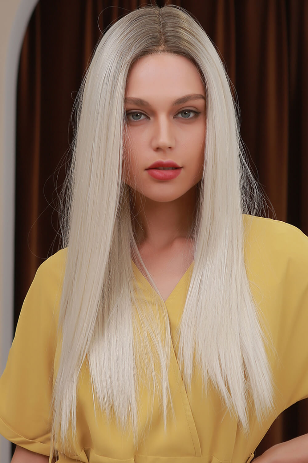26" Long Straight Lace Front Wig (Heat Resistant Synthetic, 150% Density)