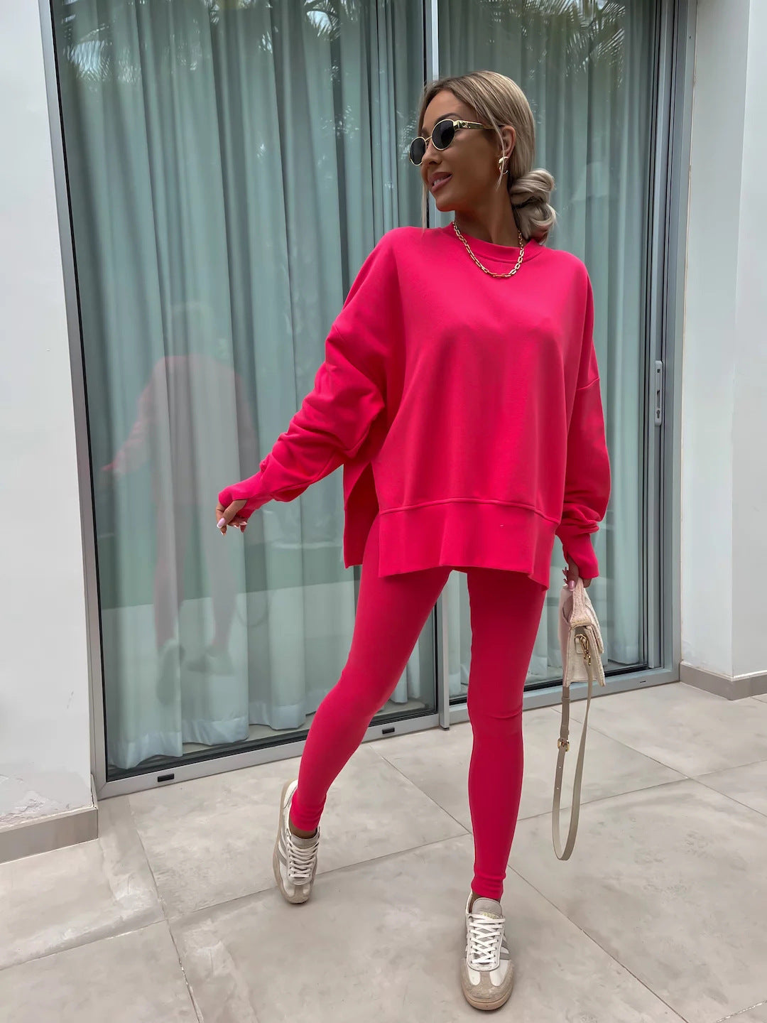 Women's Oversized Fleece Sweatshirt & Leggings Set