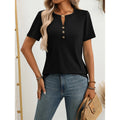 Women’s Lightweight Notch V-Neck Short-Sleeve Button Front Tunic - Image 10
