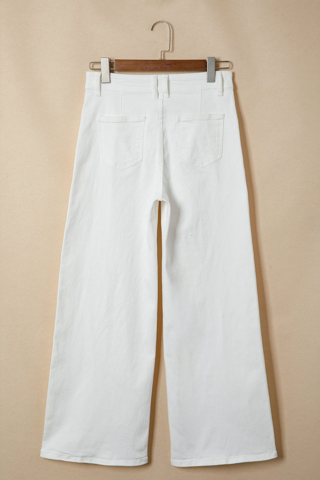 High Waist Wide Leg Denim Jeans in White - Minimalist Casual Fit