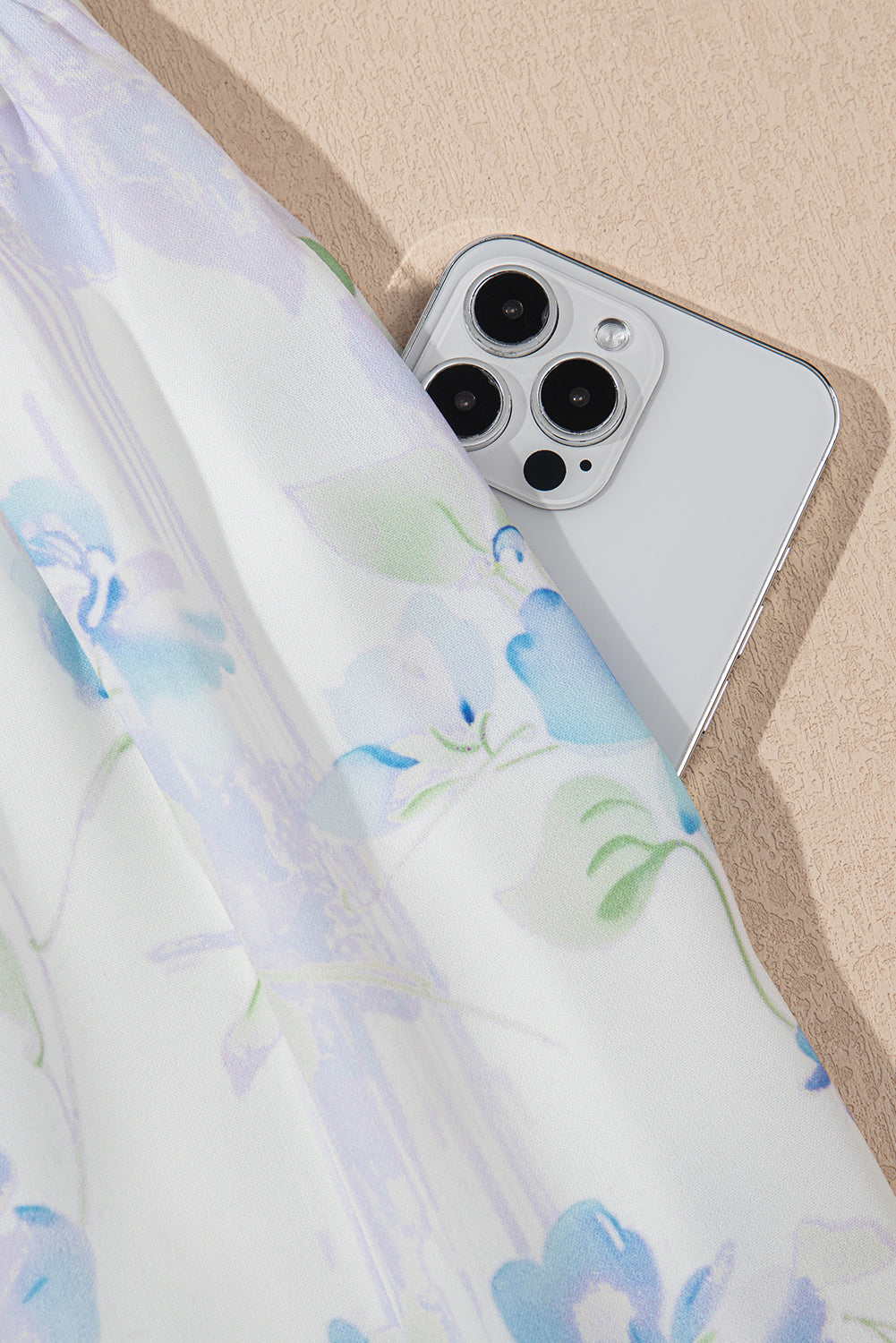 Sky Blue Floral Smocked High Waist Maxi Dress | Sleeveless