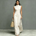 Women's Sleeveless Stand-Collar Button-Front Midi Dress - Image 6