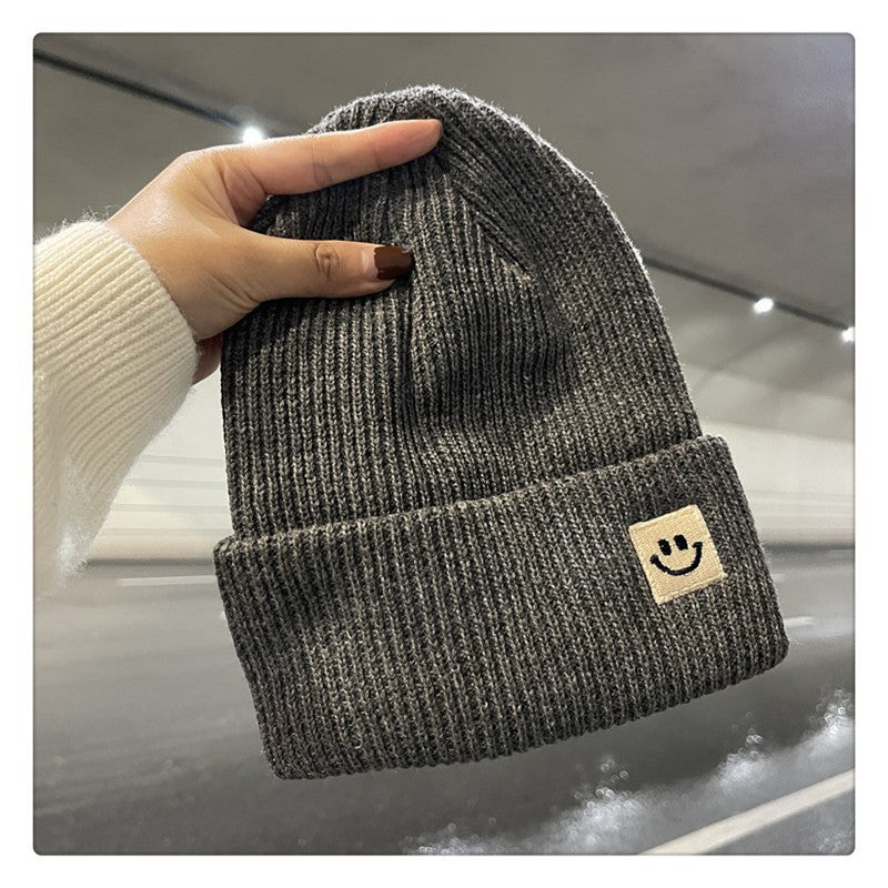 Women’s Knitted Smiley Face Beanie - Warm Winter Cuffed Hat - Image 7