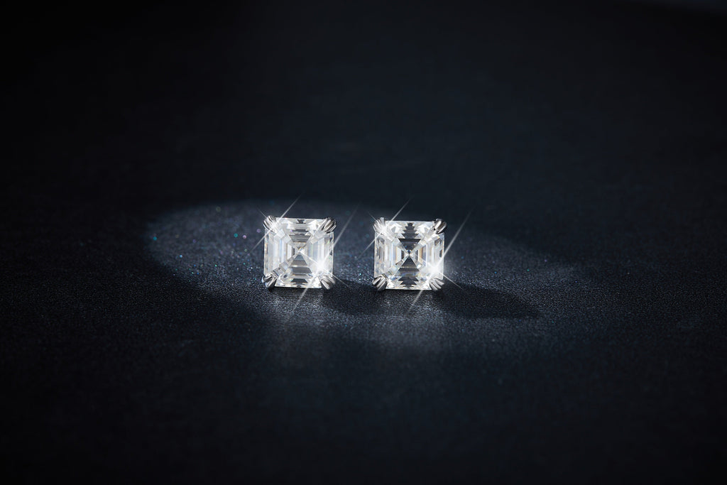 Emerald Cut Moissanite Stud Earrings 6x8mm S925 Silver Octagon