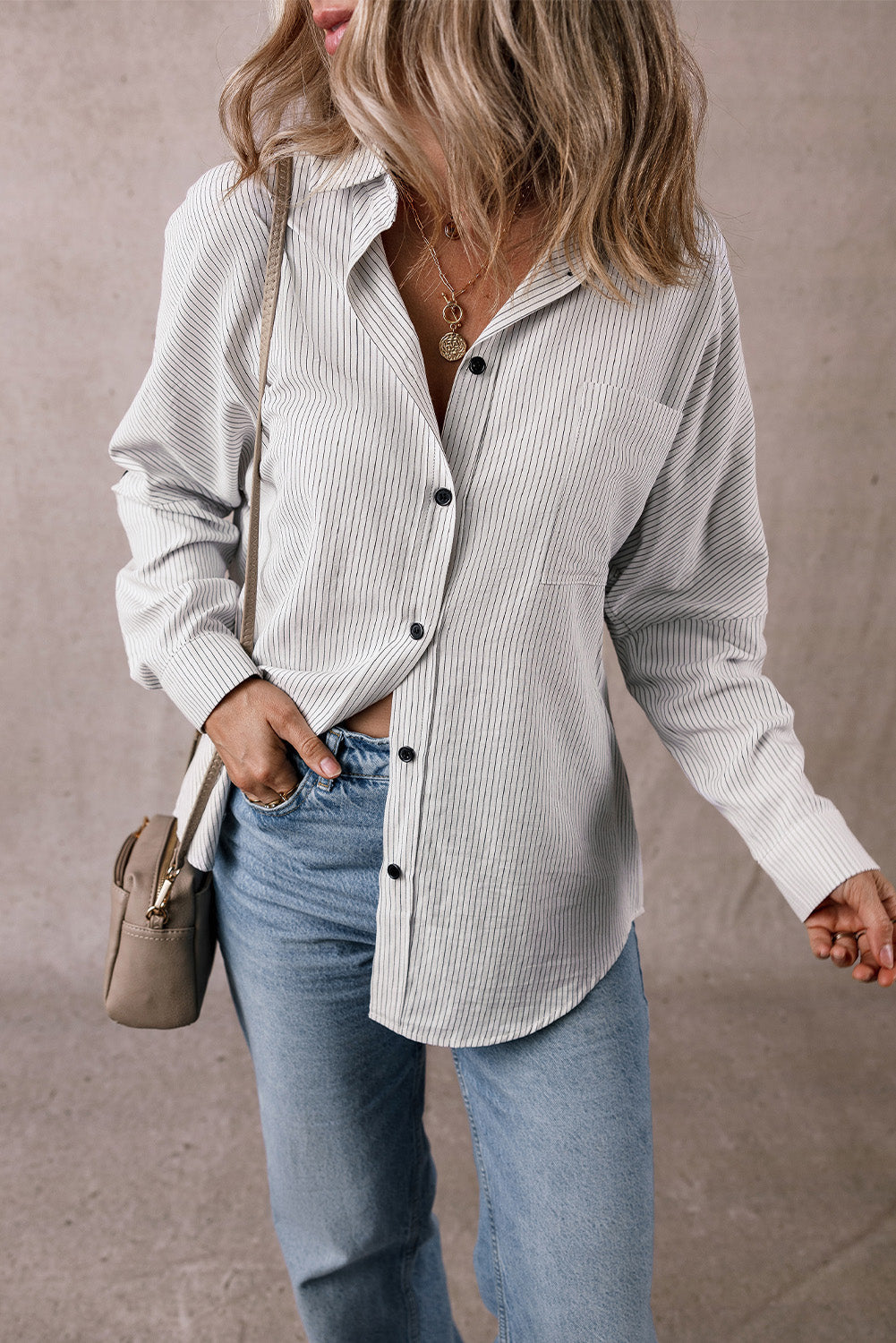 Zazita Tab Sleeve Long Shirt - Versatile Button Down Blouse