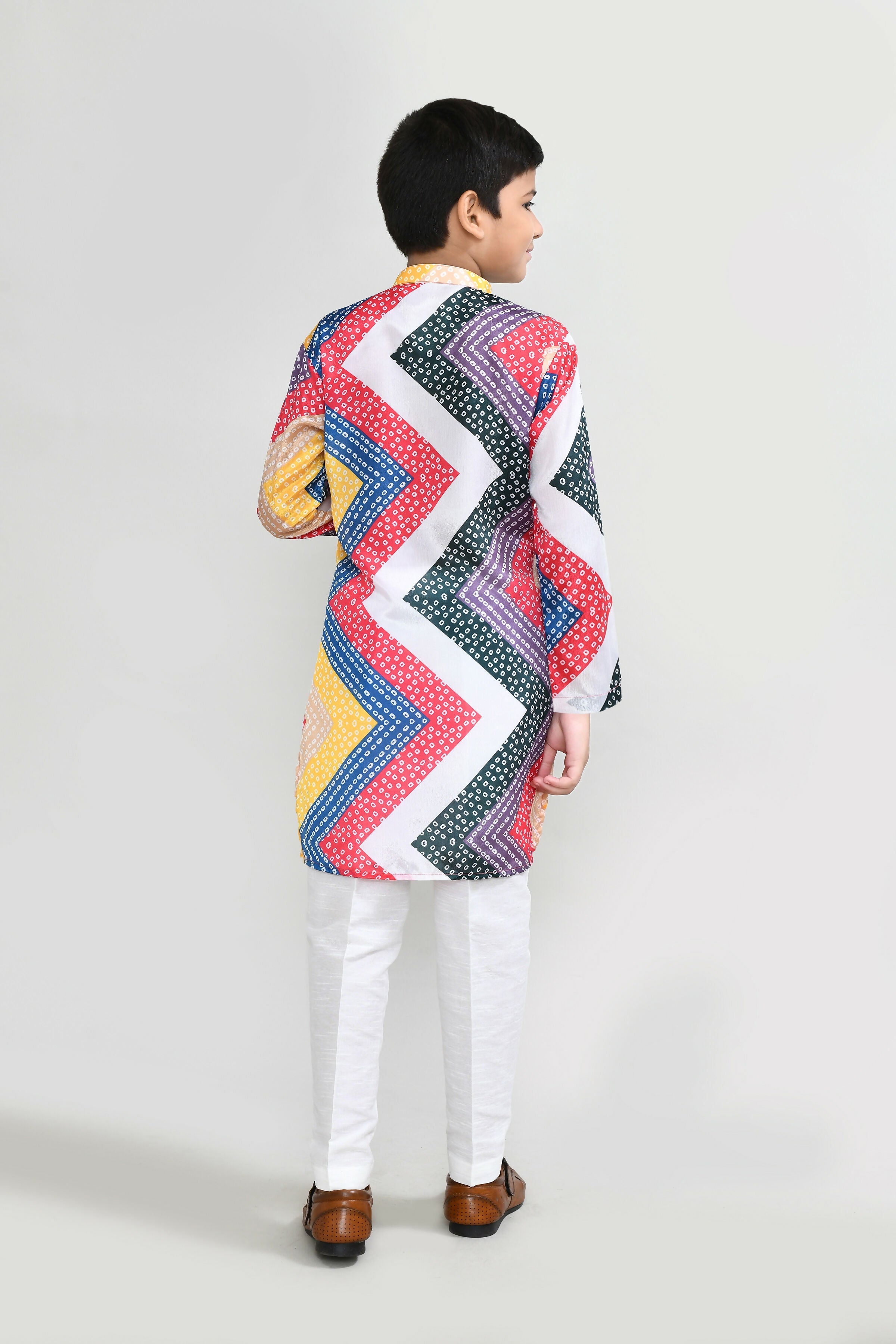 Multicolor Satin Silk Kurta Set with Straight Fit Pants