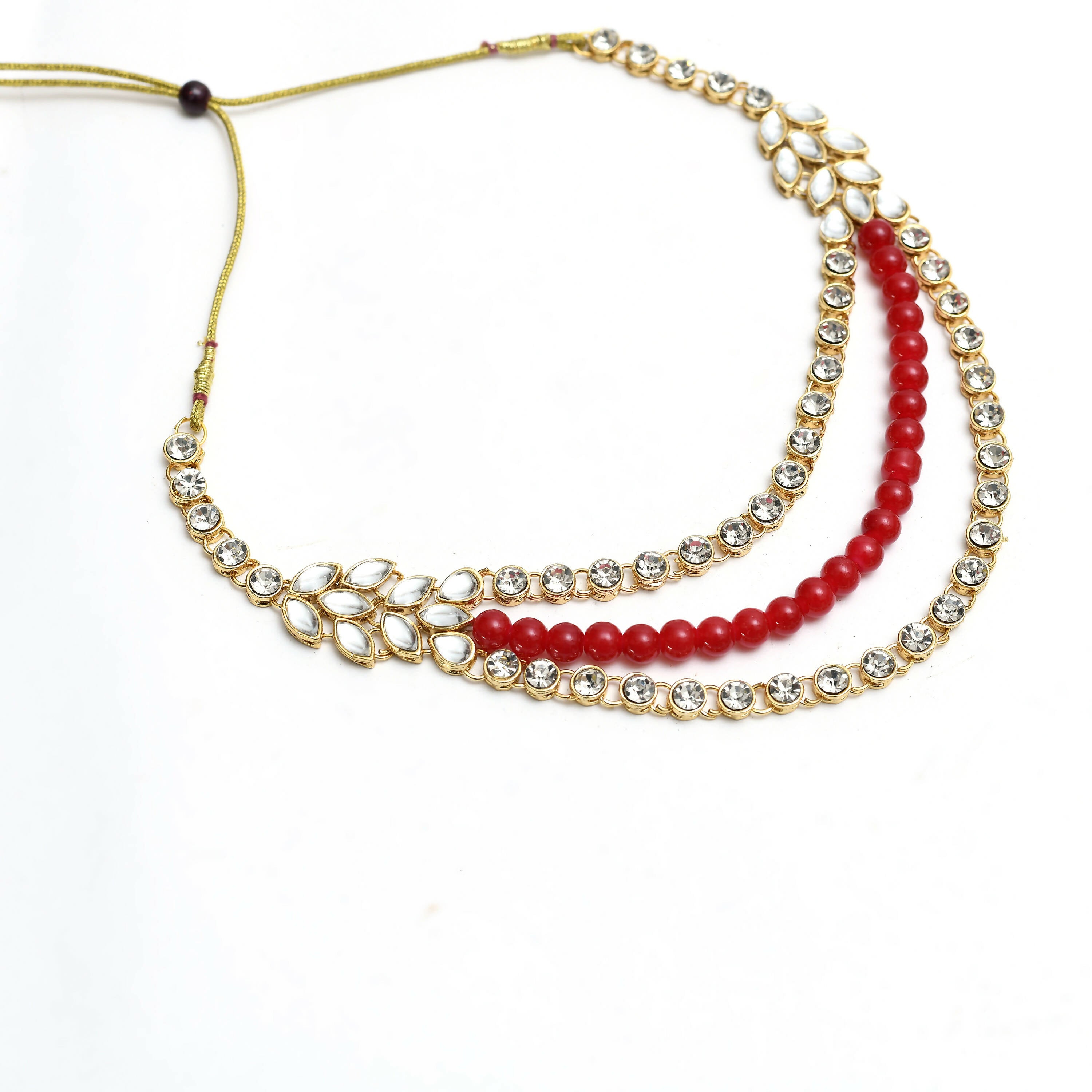 Handicraft White and Red Pearl Choker Necklace Statement Jewelry