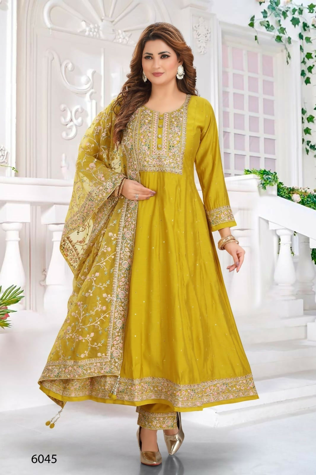 Joban Fashion Chanderi Lil Green Color Kurta Set