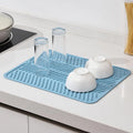 12x16" Silicone Dish Drying Mat Heat Resistant Drying Mat Coffee Machine MatElectric Oven MatAir Fryer MatRefrigerator Liner Sink Mat Non-slip Dish Drainer Mat (BLUE)
