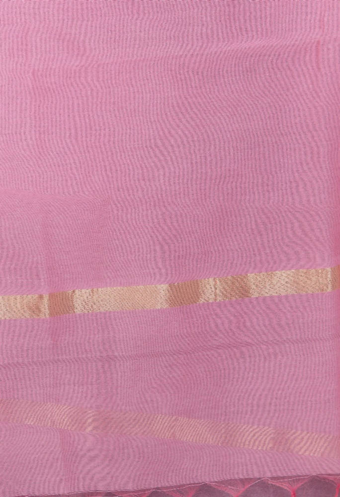 Baby Pink Chanderi Banarsi Piping Dupatta for Traditional Wear