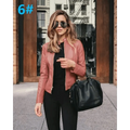 Women's Faux Leather Moto Jacket with Adjustable Belt and Zippers