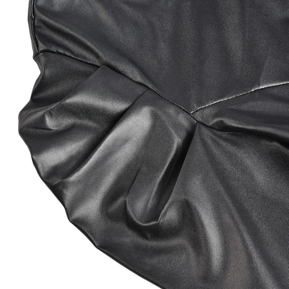 Women's Faux Leather Moto Jacket with Adjustable Belt and Zippers