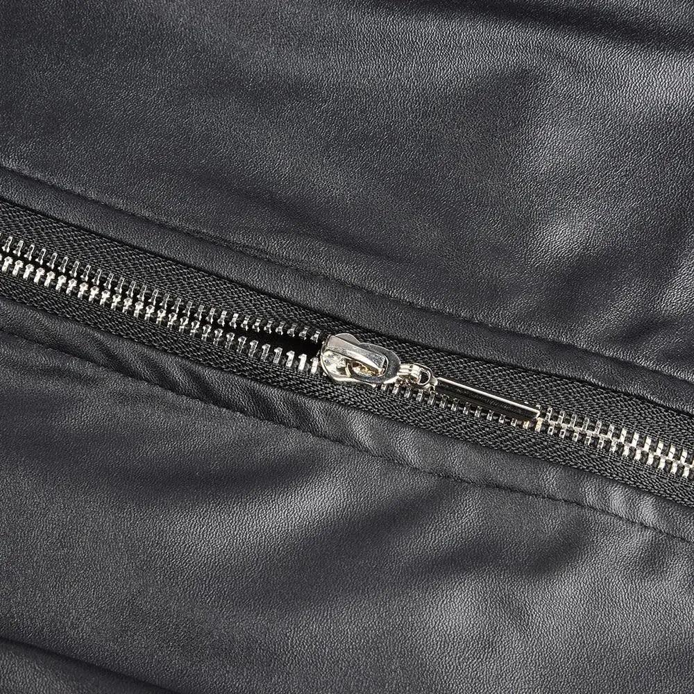 Women's Faux Leather Moto Jacket with Adjustable Belt and Zippers