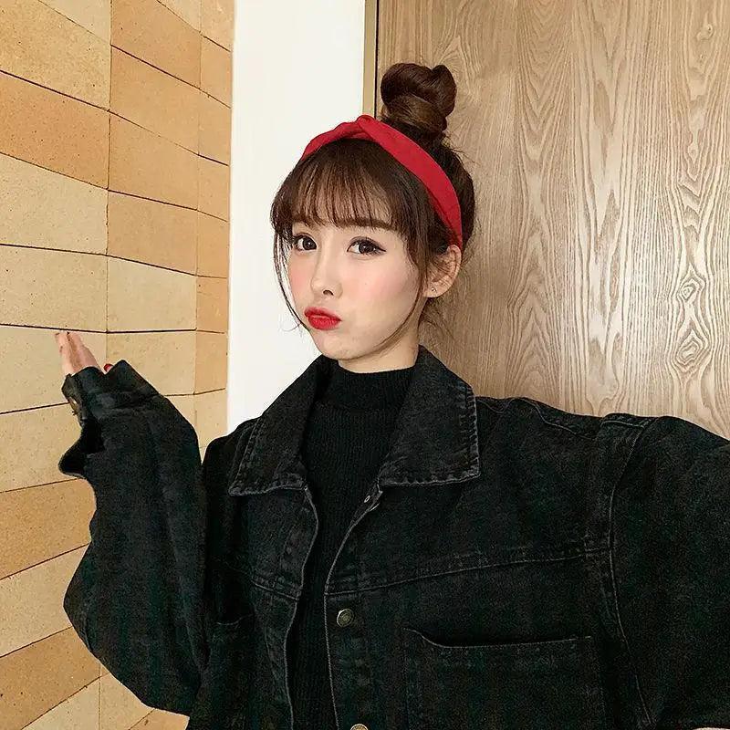 Black Denim Short Jacket Button Up Retro Loose Streetwear