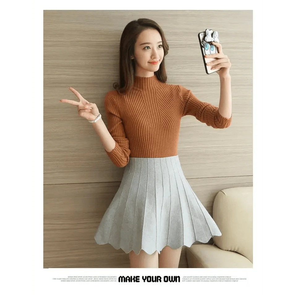 Women's Long Sleeve Turtleneck Sweater - Solid Black & White Pullover