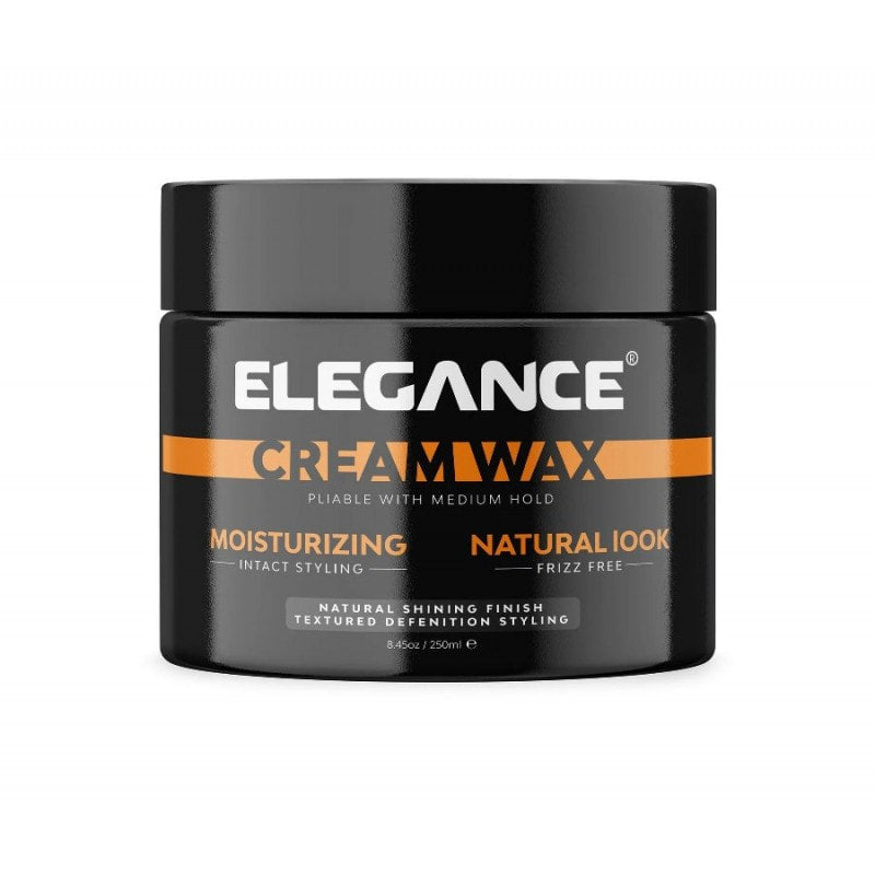 8.45oz container of Elegance Cream Wax for medium hold styling