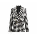 Girls Black Tassel Houndstooth Tweed Jacket Vintage Style Coat