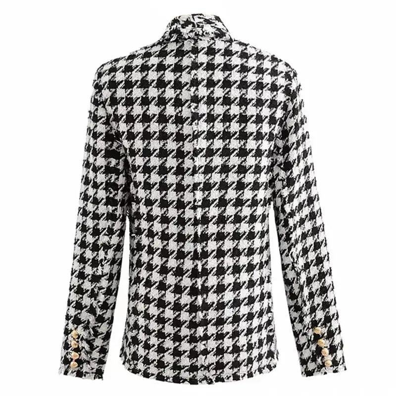 Girls Black Tassel Houndstooth Tweed Jacket Vintage Style Coat