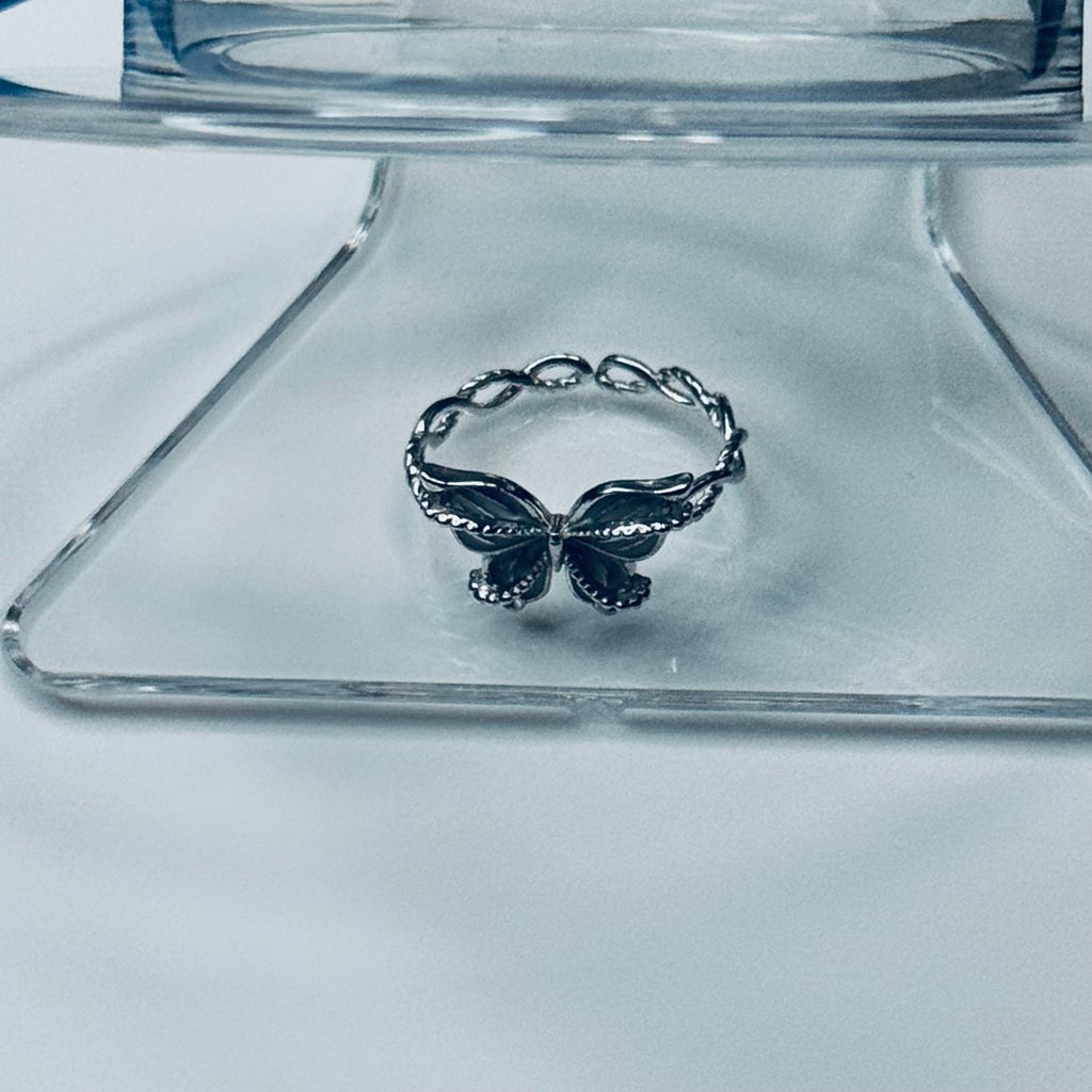 Elegant 925 Sterling Silver Butterfly Ring - Adjustable Vintage Nature Jewelry for Women